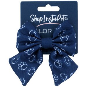 navy pet bow with repeating Penn State Athletic Logos and paws